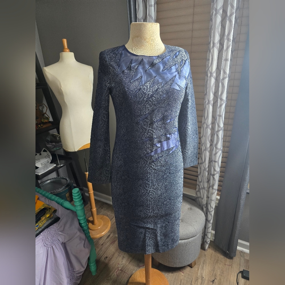 Elegant Uniquely Patterned Denim Vintage Dress